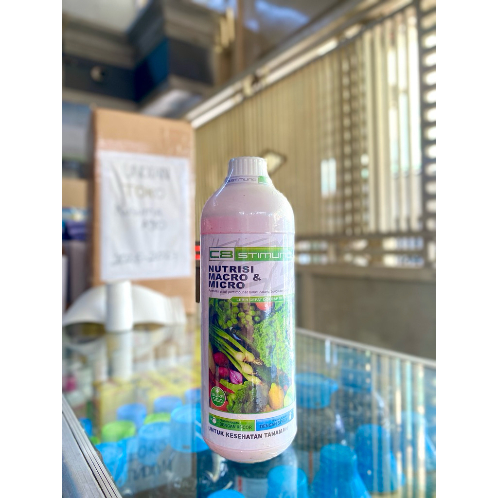 Halbanero Pupuk Nutrisi C8 STIMUNO Cair Lengkap Makro & Mikro- 1Liter - Meningkatkan Pertumbuhan Veg