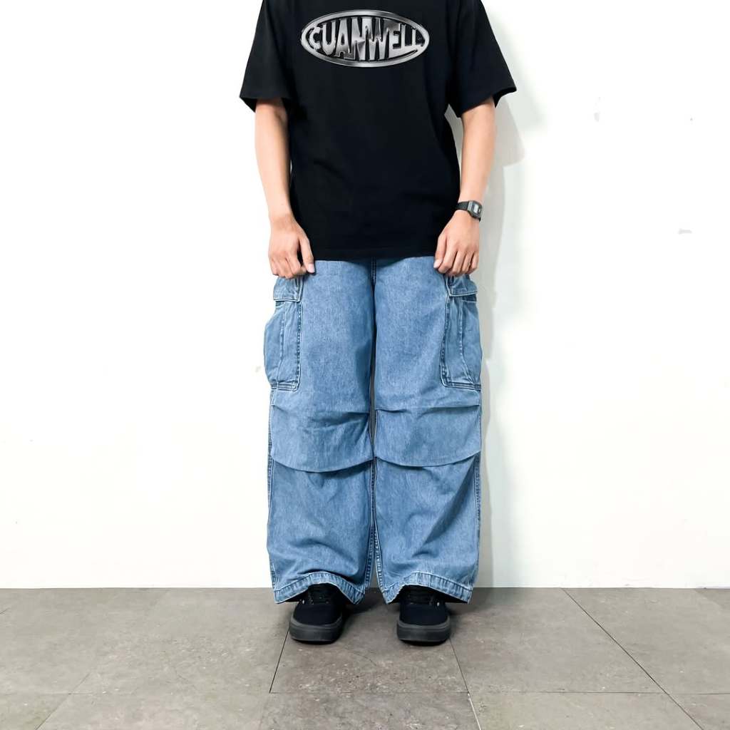 cuanwell - GU SUPER WIDE CARGO JEANS (LL15)