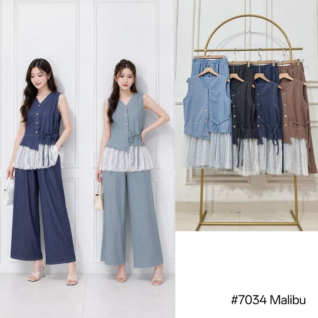 Setelan Celana Vest Renda Terbaru Premium Cantik Kekinian CLARKE ORI
