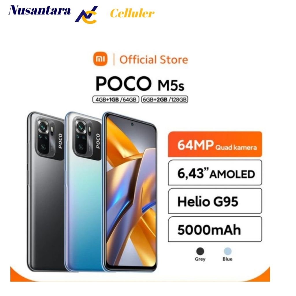 HP POCO M5s RAM 6 GB ROM 128 GB [Poco M5s 6/128 GB] Garansi resmi