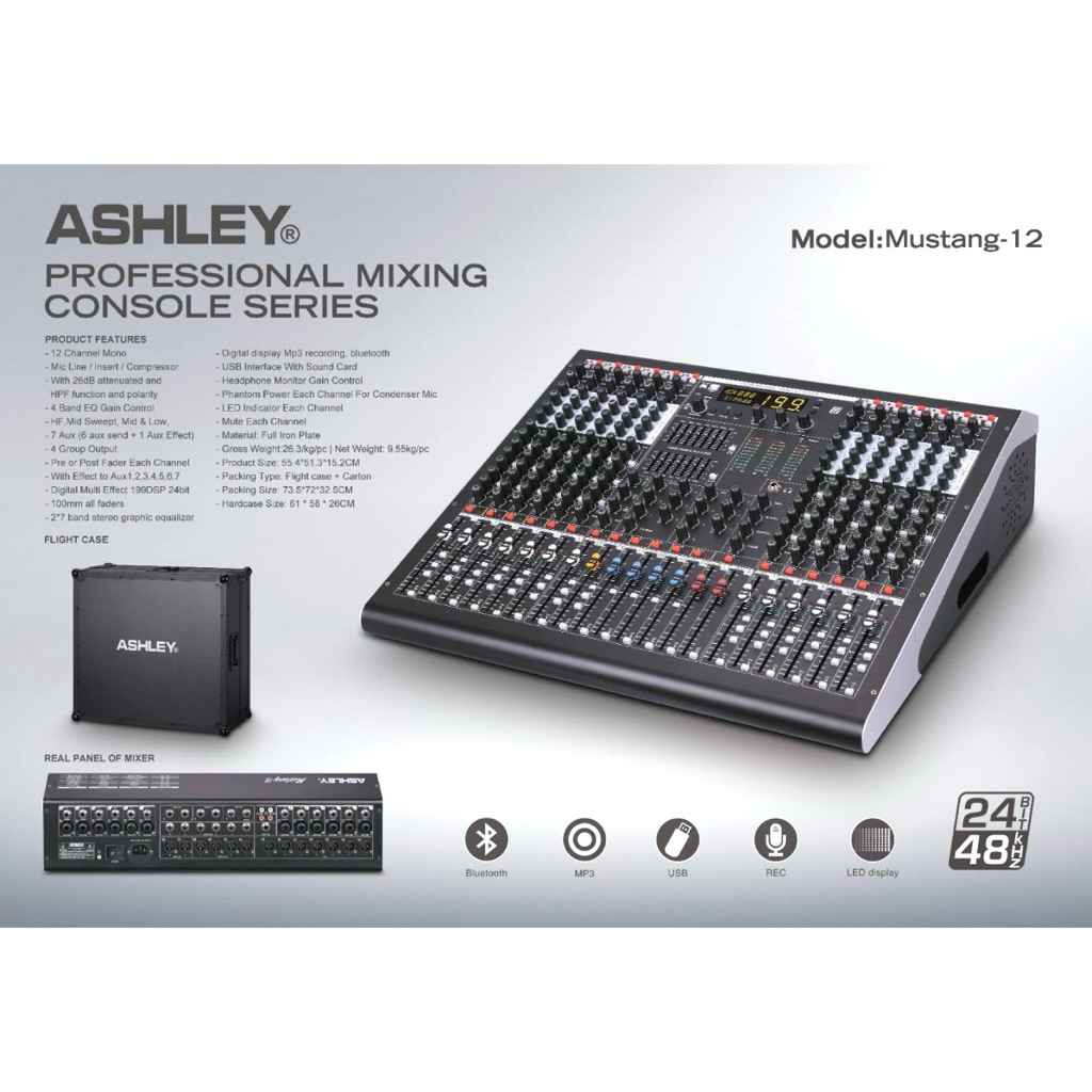 Mixer Ashley Mustang 12 Original 12 Channel + Flightcase