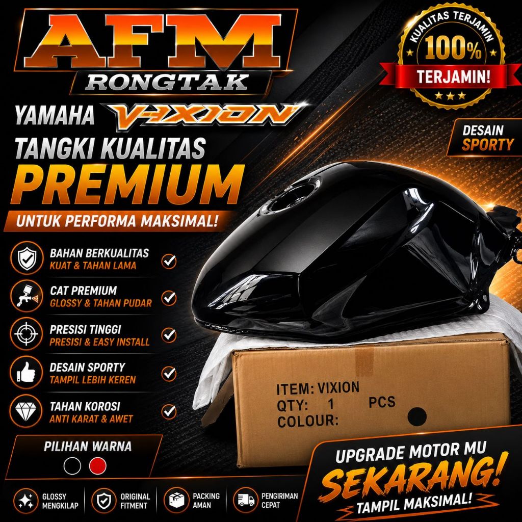 TANGKI-TENGKI MOTOR YAMAHA VIXION OLD Tahun 2007-2012 warna hitam bahan tebal dan presisi kualitas s