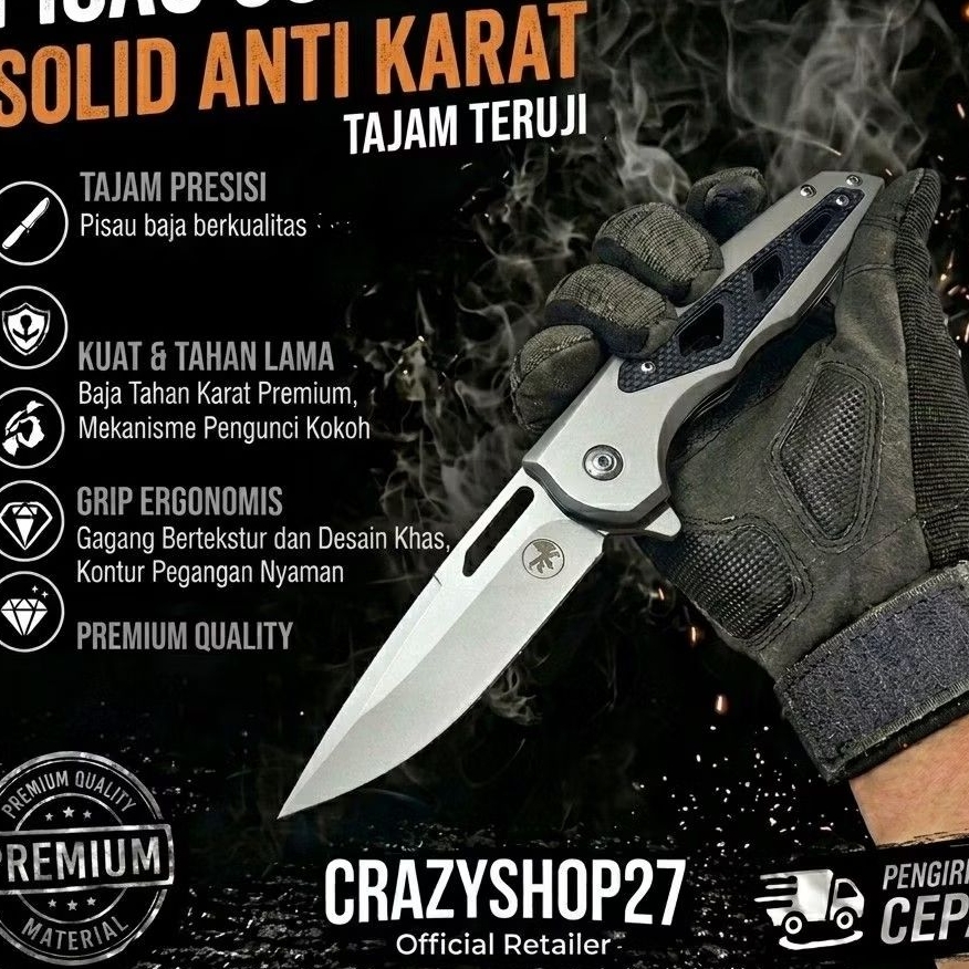 Pisau Camping Survival lipat Microtech " Pisau Survival