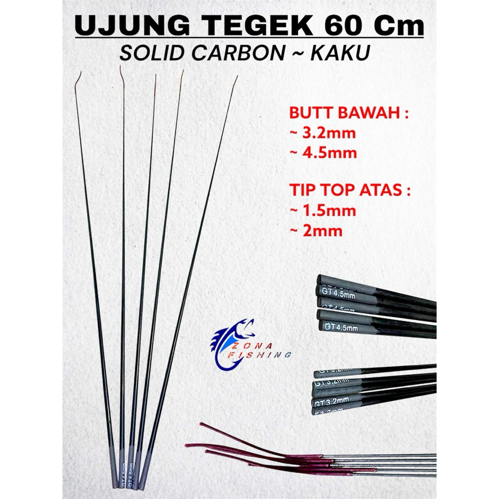 Sparepart Tegek Ujung Solid Carbon 60 Cm Kaku