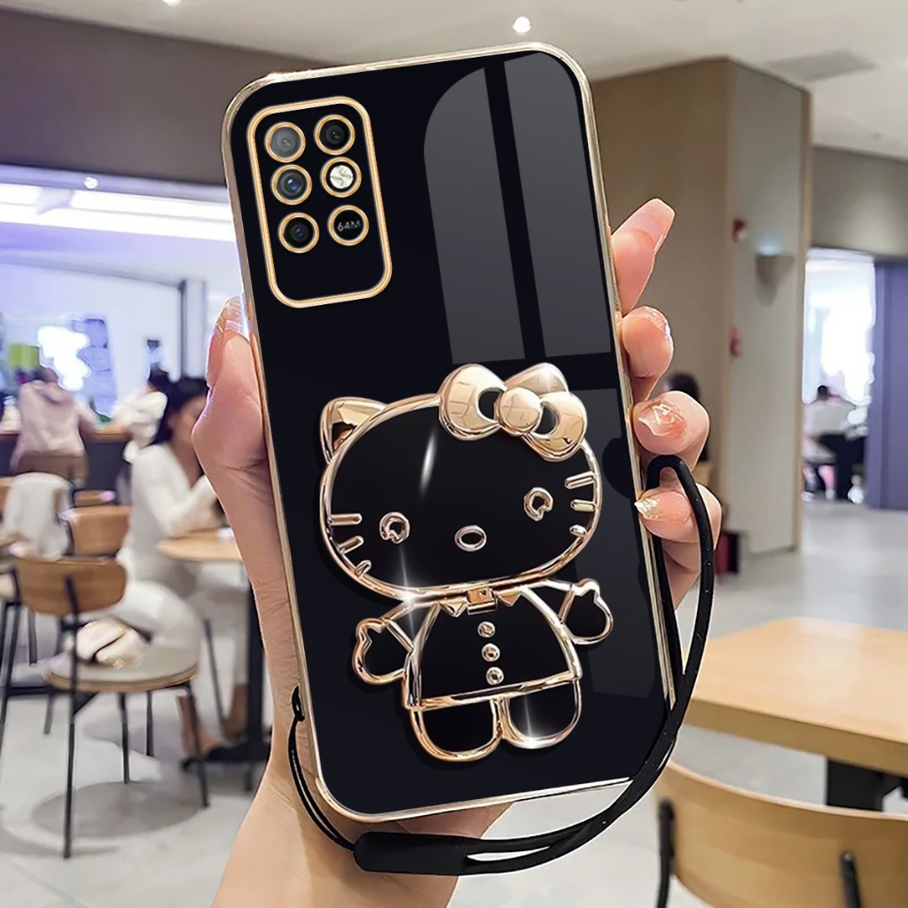 Case Infinix Note 8 Soft Case Stand Holder Mirror Plating Luxury Casing