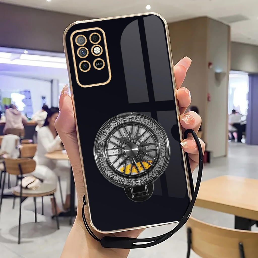 Case Infinix Note 8 Soft Case Stand Holder Ring Fun Silicone Luxury Plating