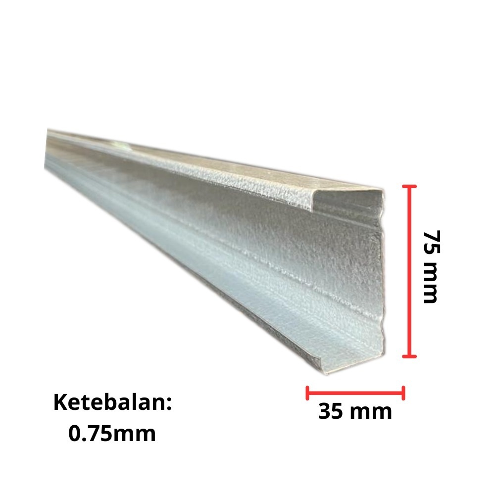 Baja Ringan Kanal C75 Galvalum Tebal 0.75mm Panjang 6 Meter / CNP C 75 Rangka Atap Rumah Kanopi Mura