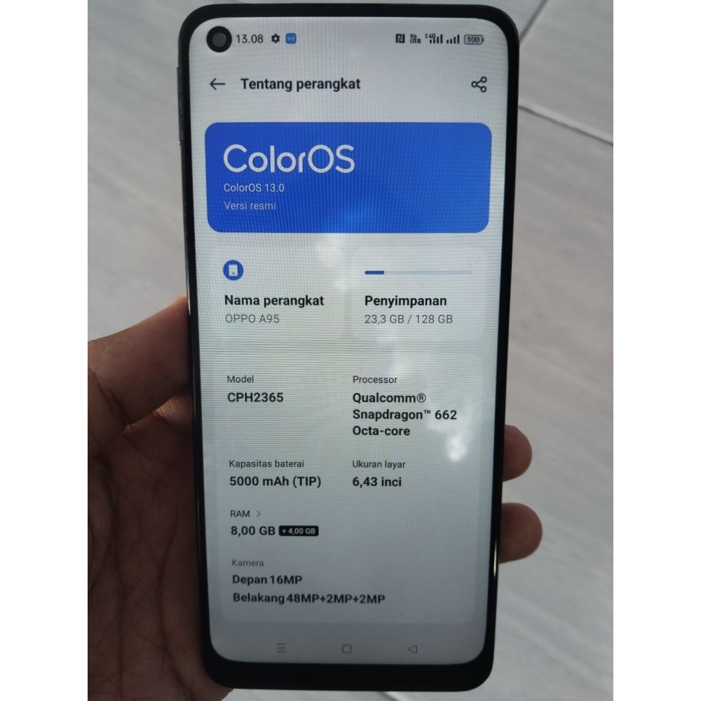 mesin oppo a95 8/128 bengkok normal