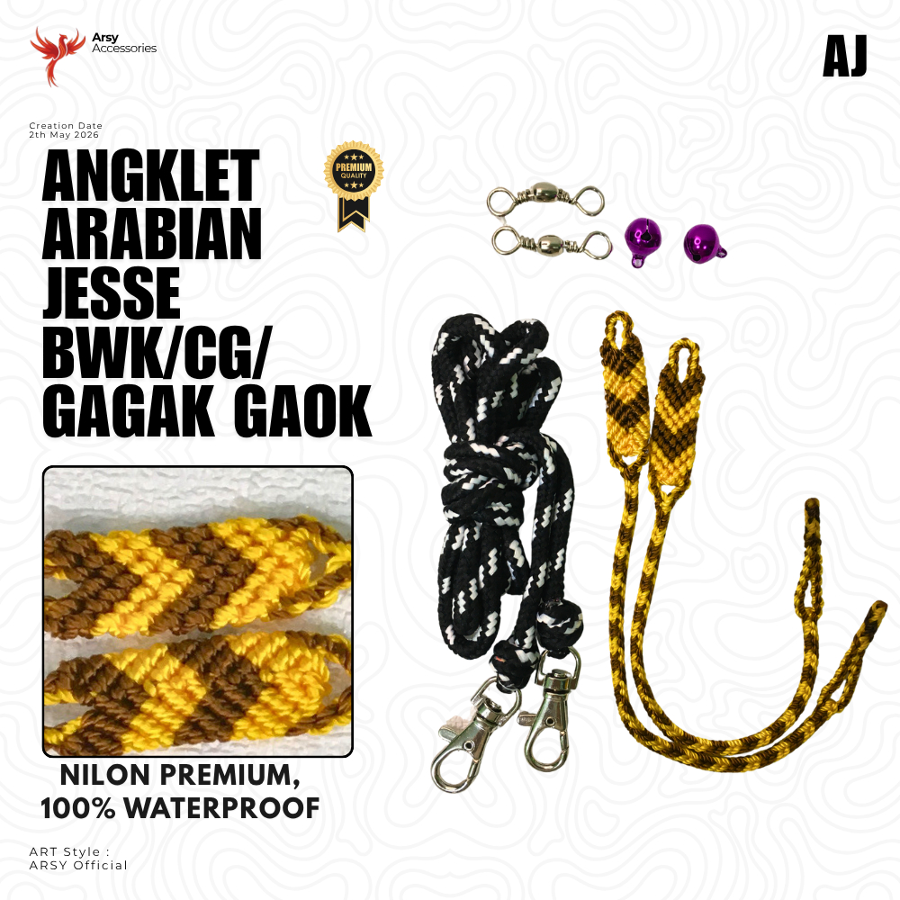 Arabian Jesse BWK/CG/Gagak Gaok Nilon Motif Waterproof Anti Lecet Tali Kaki Elang Burung Hantu Arsy