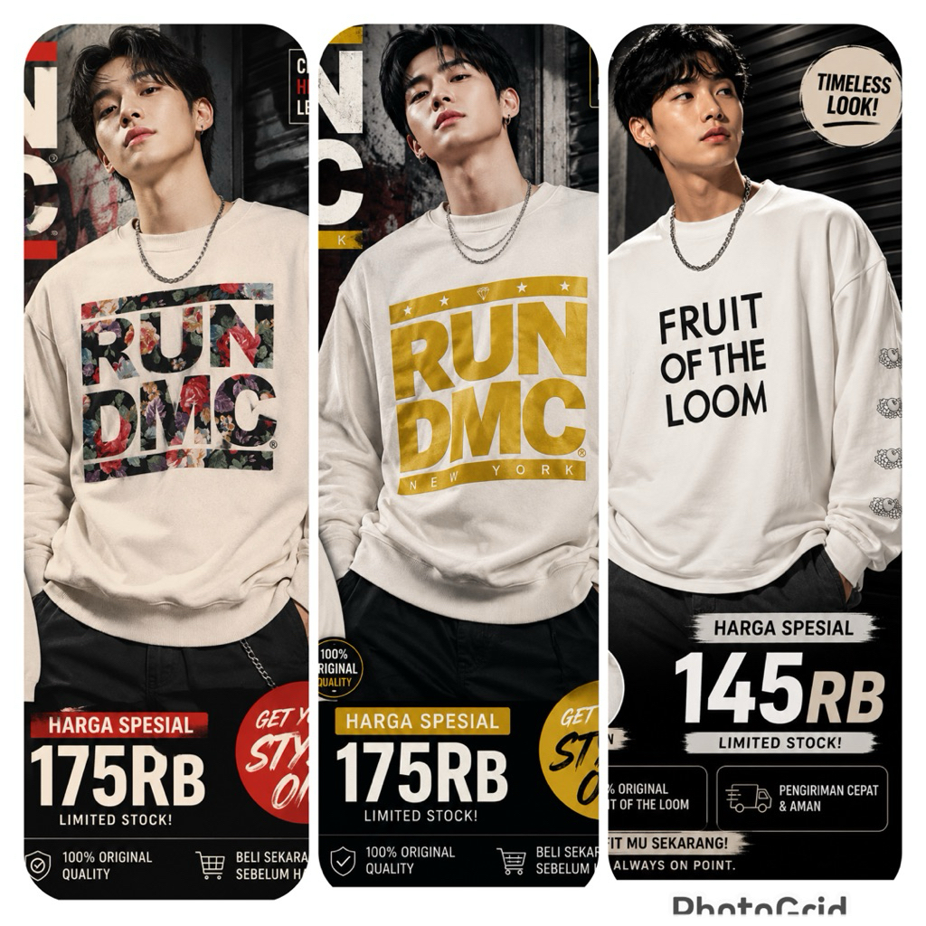 Crewneck Run dmc and fotl size on picture