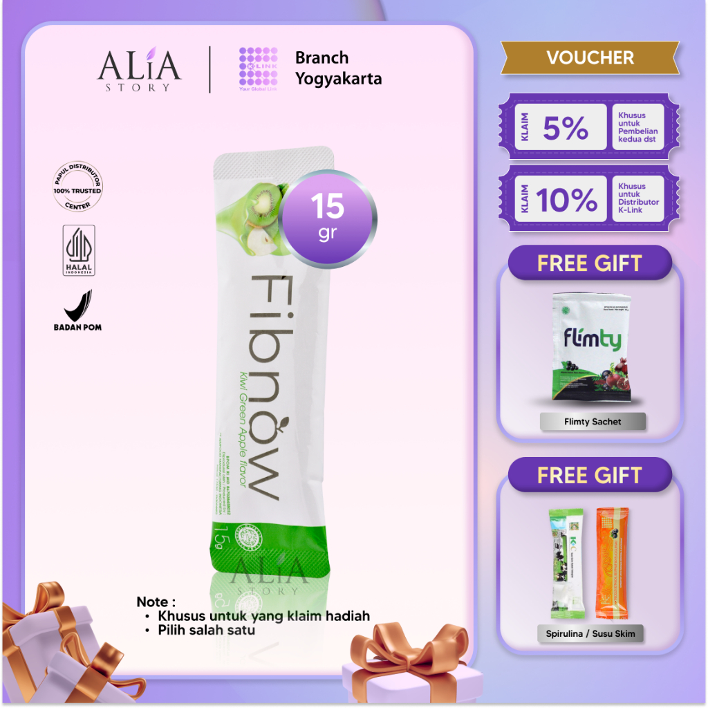 Fibnow Nutrition High Fiber (1 Sachet) Makanan Tambahan Kaya Nutrisi dengan Kiwi Green Apple Body Sl