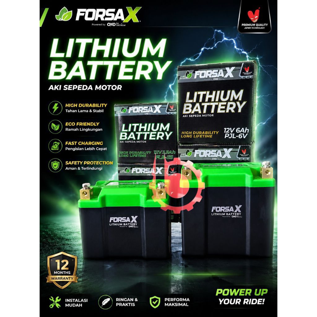 AKI LITHIUM BATTERY FORSA X SUPER RINGAN 12V 3,5Ah / 12V 6Ah ORIGINAL