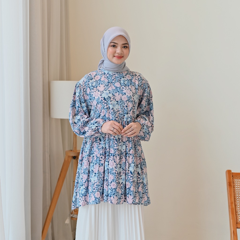 Marchemode Ziva Tunic Baju Lengan Panjang Atasan Tunik Best Seller Big size Oversize Wanita Casual