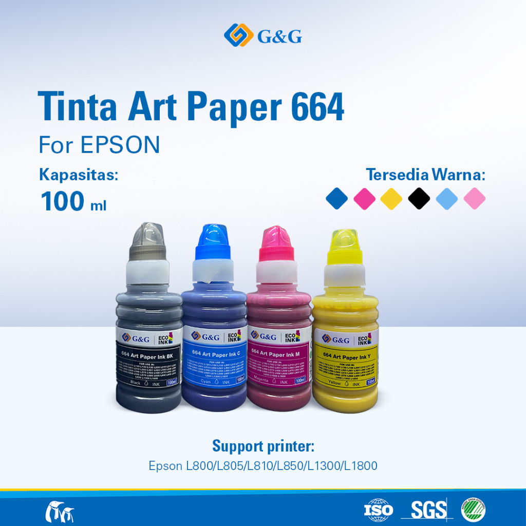 G&G Tinta Printer Art Paper 664 For Epson L800/L805/L810/L850/L1300/L1800