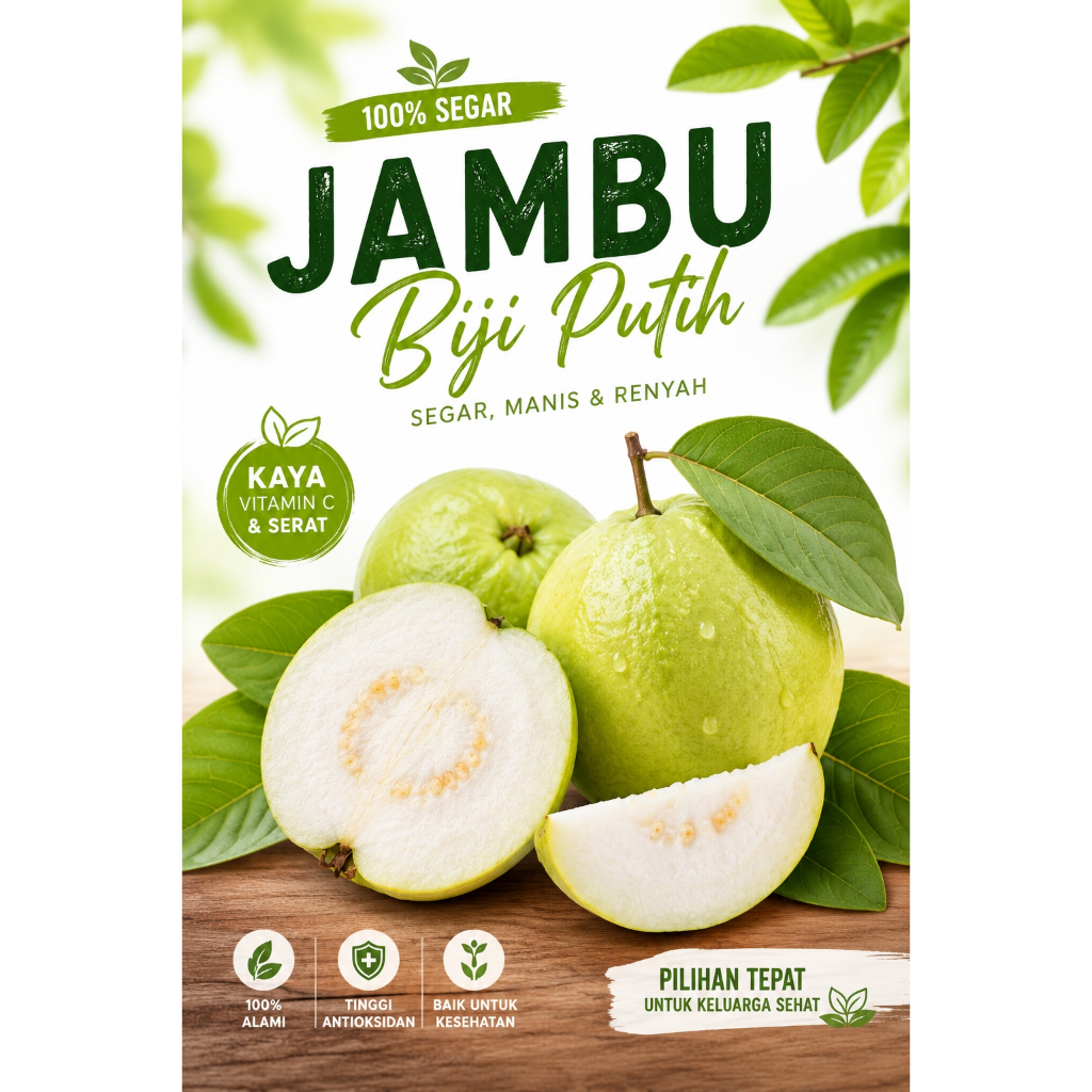 buah jambu biji putih/jambu klutuk tua organik siap panen / 1kg