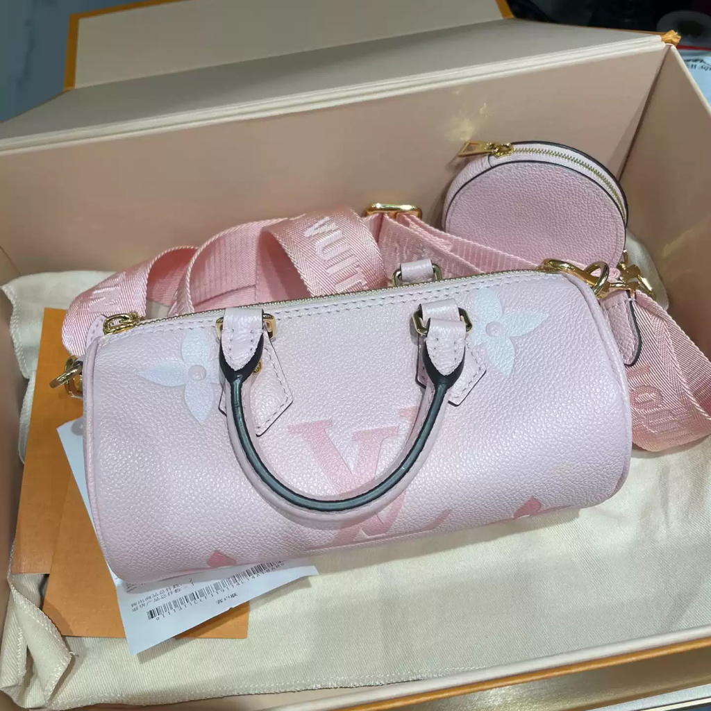 Tas Louis Vuitton Summer Papillon M45707, tas model tabung (cylindrical bag) ukuran kecil dengan gra
