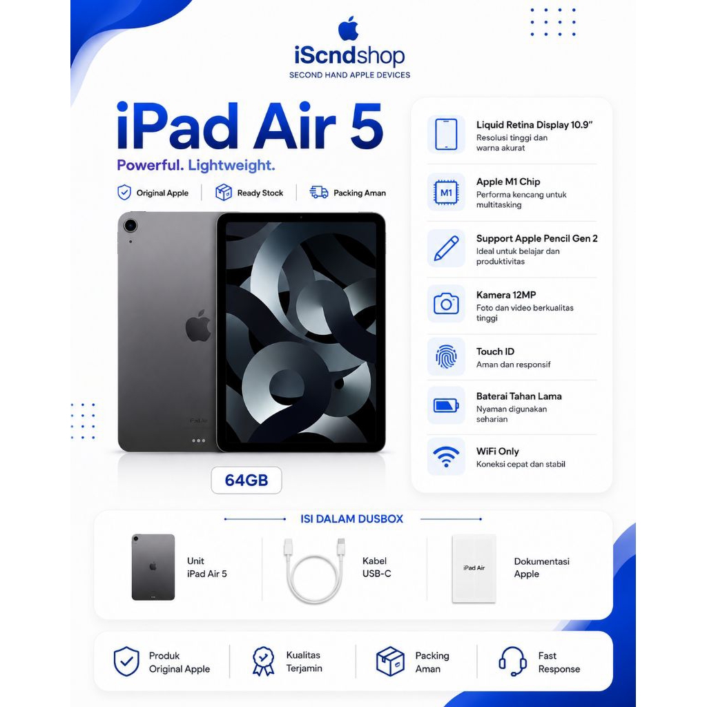 iPad Air 5 64GB WiFi Only Space Gray | Apple M1 | ORIGINAL