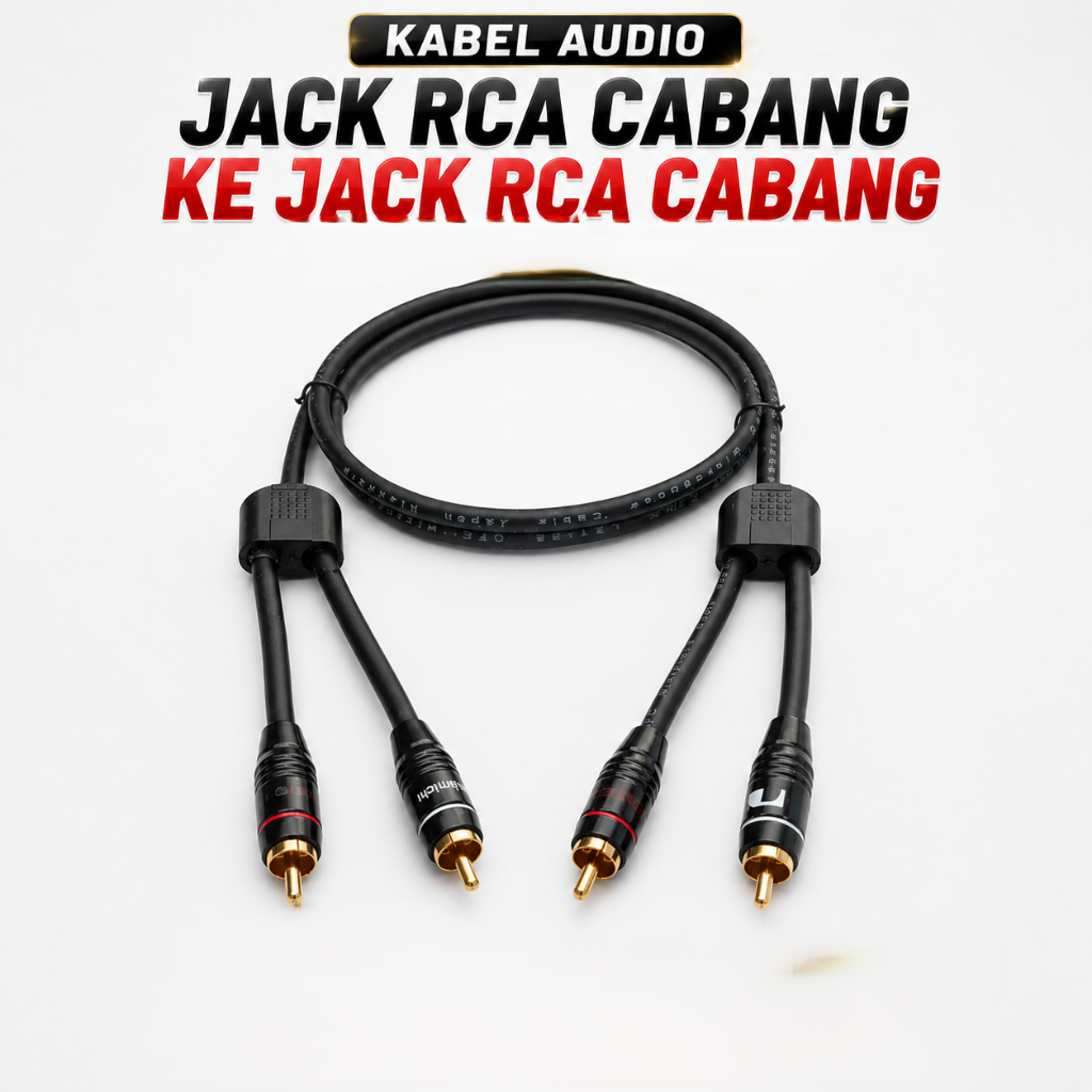 KABEL AUDIO JACK RCA CABANG KE JACK RCA CABANG RCA PREMIUM