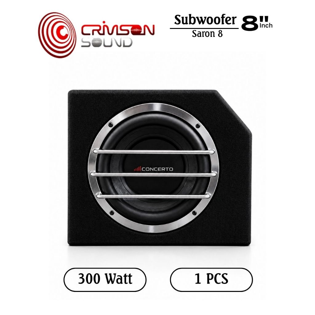 Speaker Subwoofer Aktif 8 Inch Bass Box Mobil 300w  plus Remote Concerto Saron 8