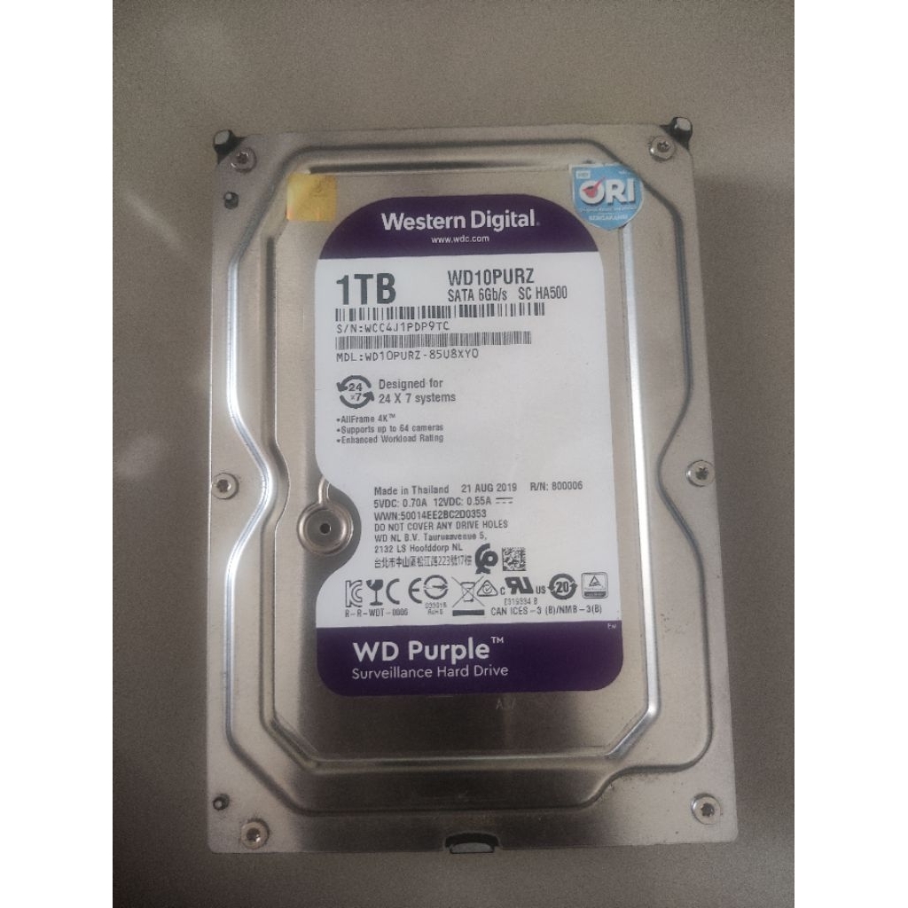 hardisk cctv wd purple 1TB bekas