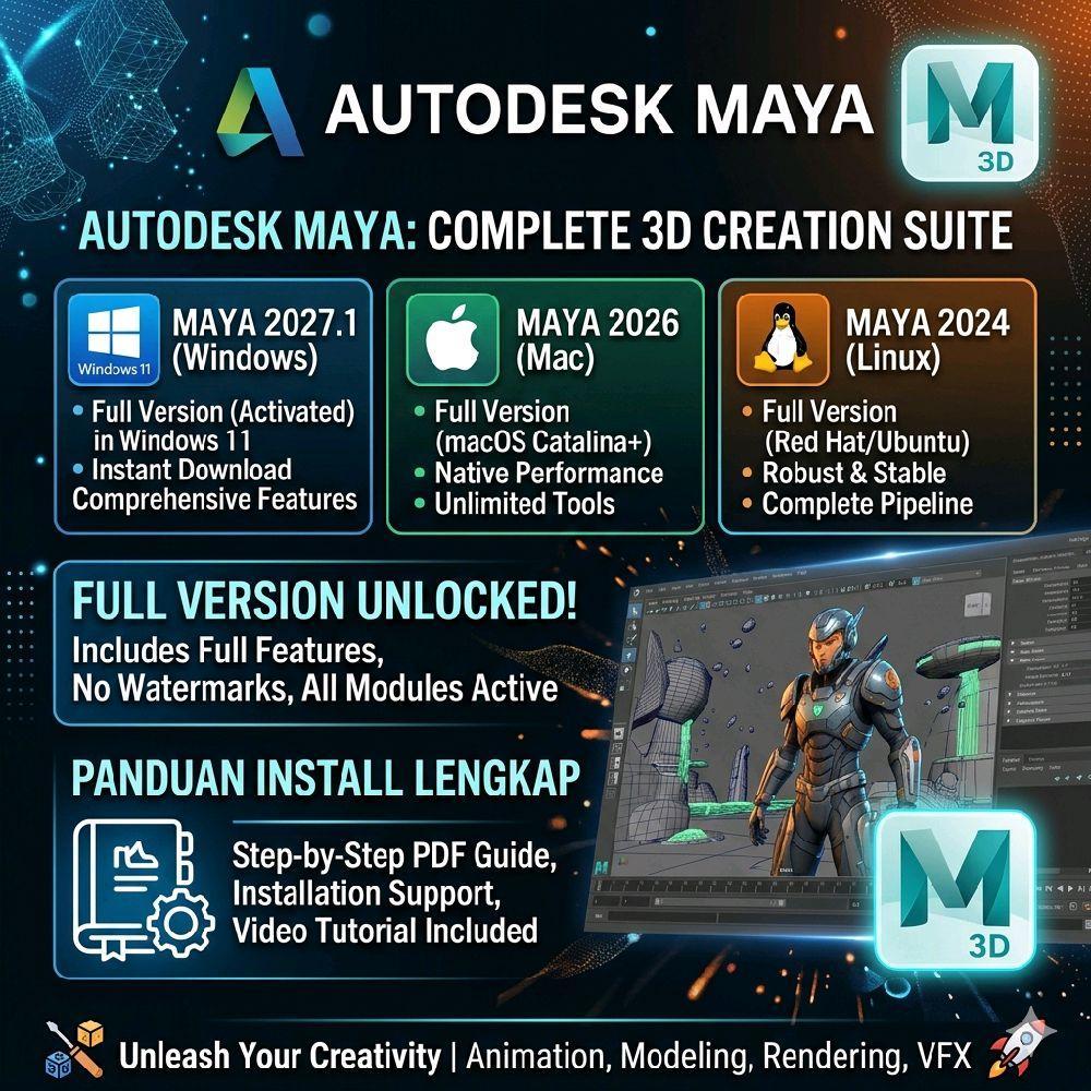 Autodesk Maya 2027.1 ( Win ) , 2026 ( Mac ) , 2024 ( linux )