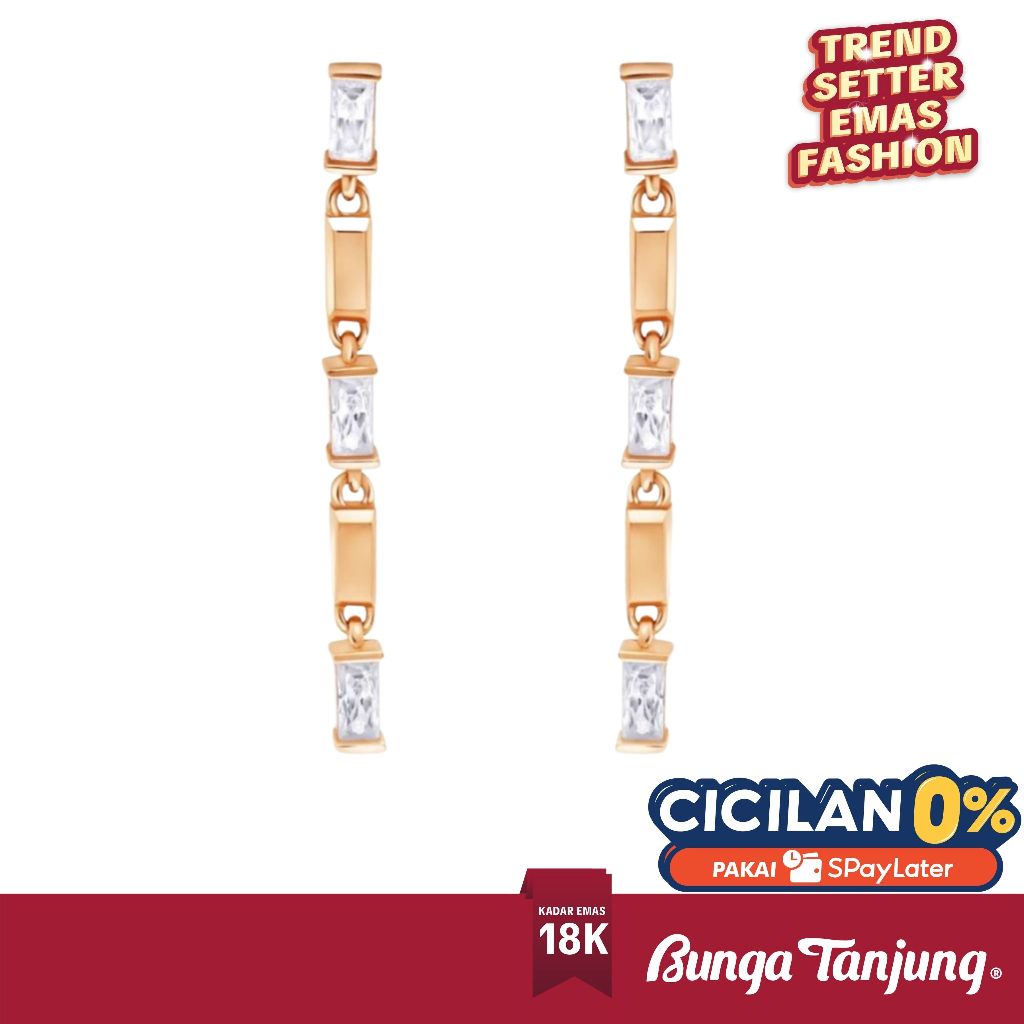 ANTING BAGUETTE GOLD SERIES - SDW GOLD - EMAS 18K - BUNGA TANJUNG GOLD