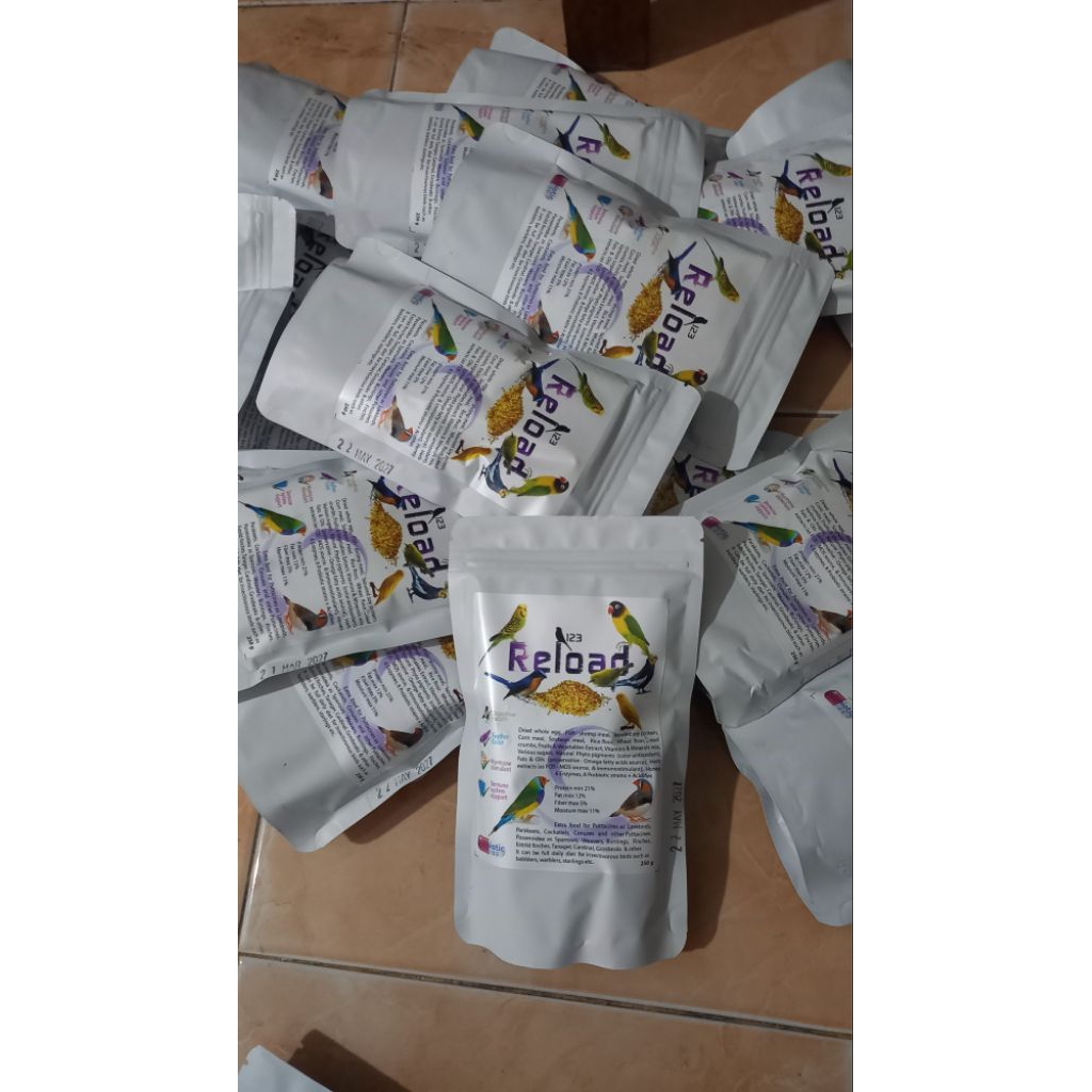 Reload 123 Eggfood 250gr Pakan Telur Premium Finch Lovebird Kenari Parkit | Protein 21% + Probiotik