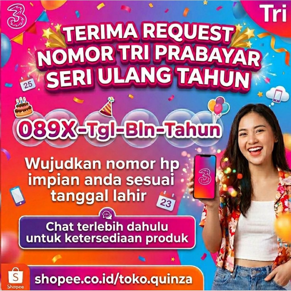 Request Nomor Cantik Kartu Perdana Tri Prabayar Seri Ulang Tahun