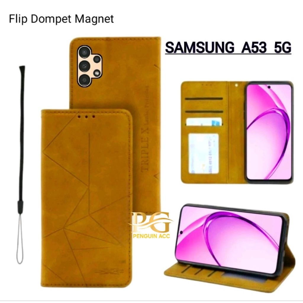 Casing Samsung A53 5G Flip Leather Case Dompet Kulit Premium Terbaru