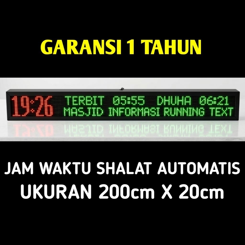 JAM DIGITAL MASJID 200cm x 20cm, BISA AUTO TART