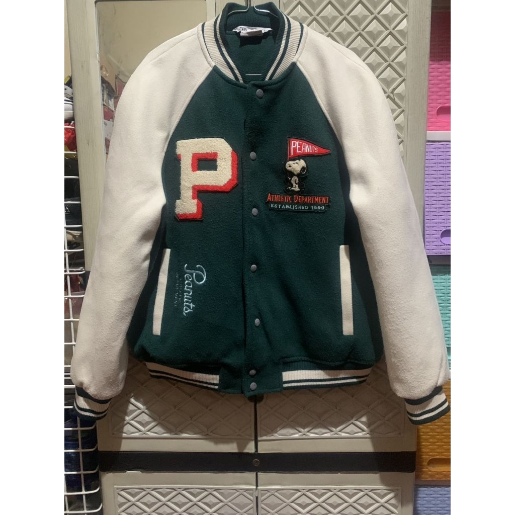 ORIGINAL JACKET VARSITY ZARA WOOL X PEANUTS SNOOPY CONTRAST