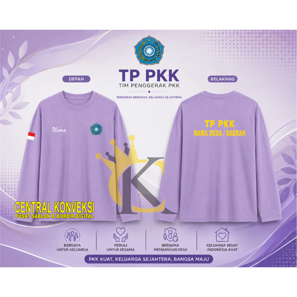 Kaos PKK - Tshirt Kaos Pemberdayaan Dan Kesejahteraan Keluarga / Kaos TP PKK Free Nama Daerah Tersed