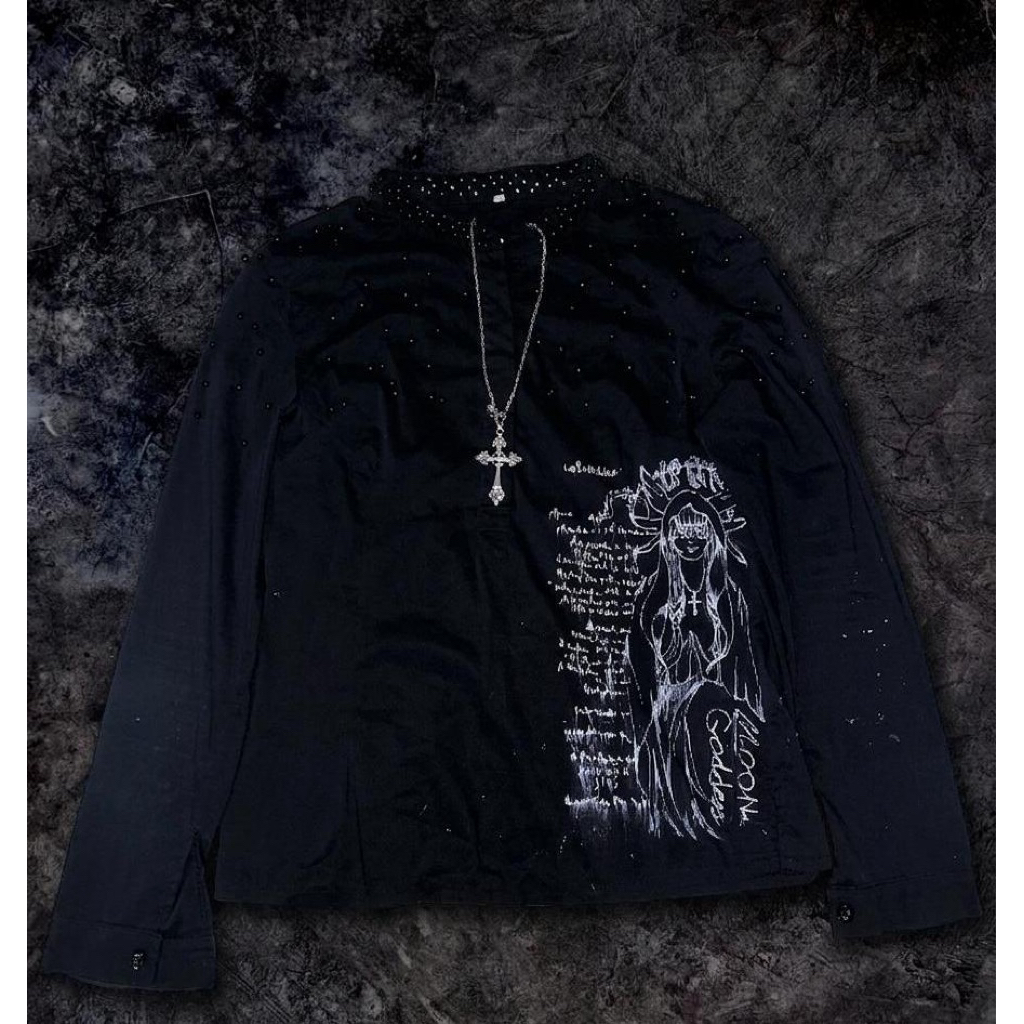 Gothic Artwork Long Sleeve Shirt | Kemeja Gothic Vkei Alt Grunge Unisex