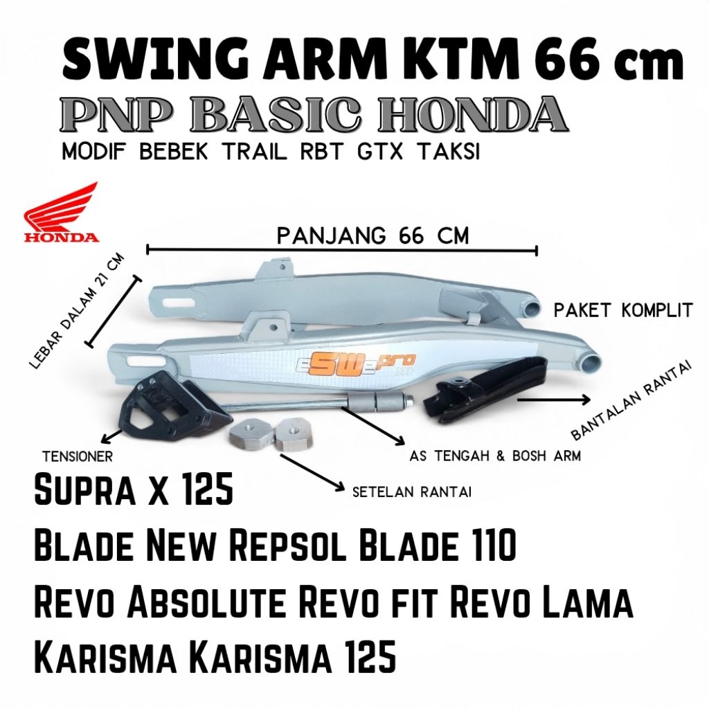 Swing Arm Ktm Gtx 66 cm Lengan Ayun ktm modif bebek trail Gtx Rbt Taksi Pnp Basic Rangka Honda Supra