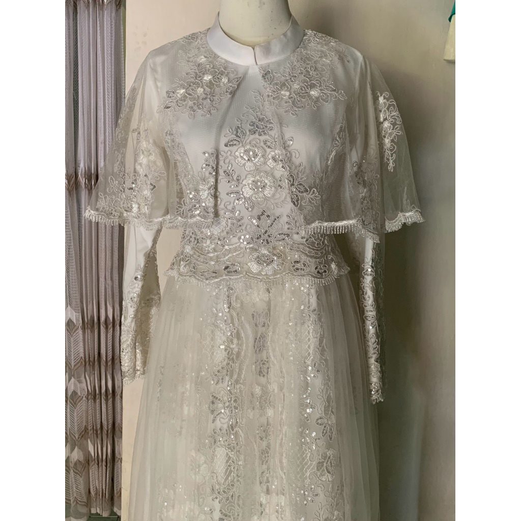Dress pengantin putih tulang / gamis akad