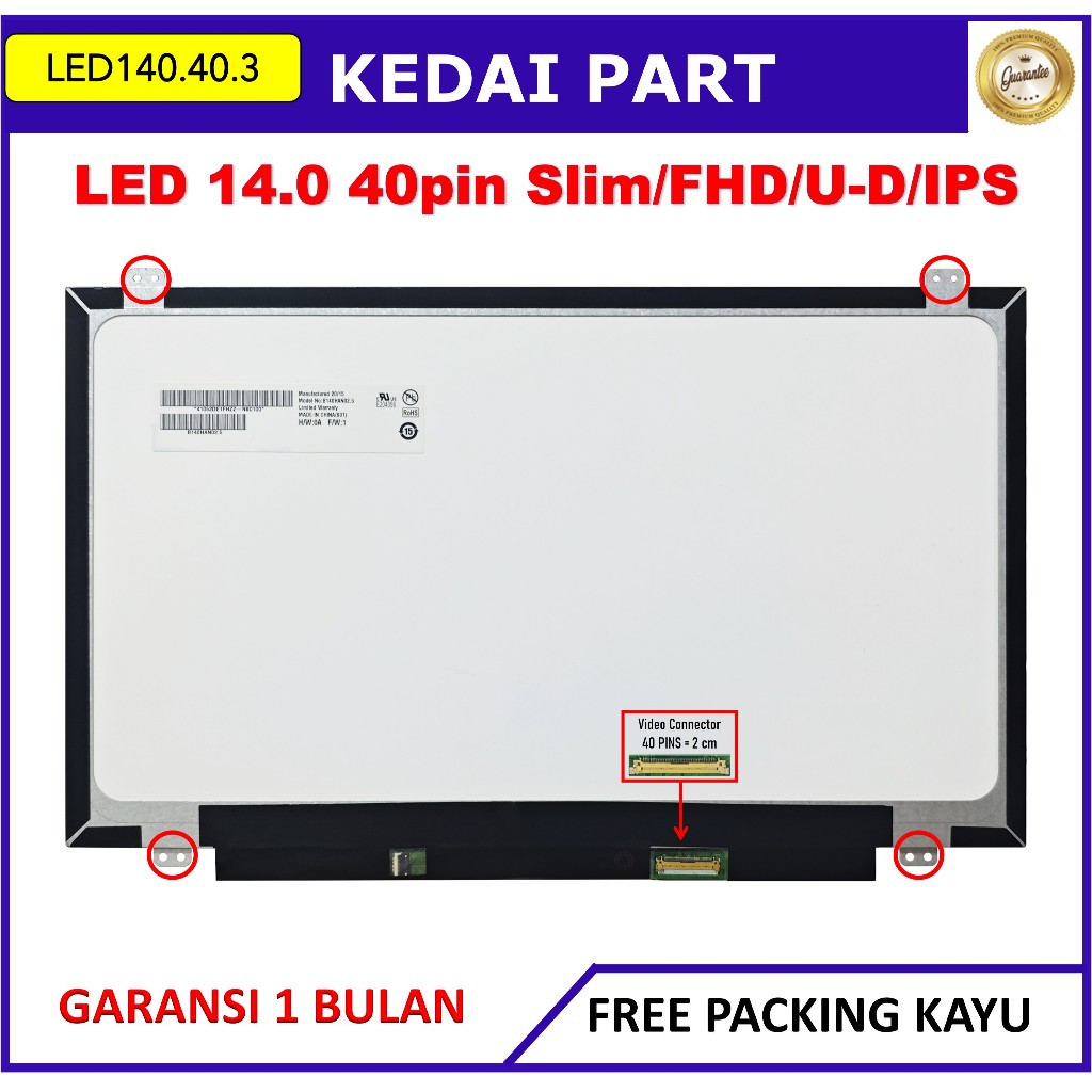 LCD LED HP Chromebook 14-CA 14-AL 14.0 14 Inch 40 Pin 40pin Slim Tipis FULL HD FHD Bracket Kuping Ba