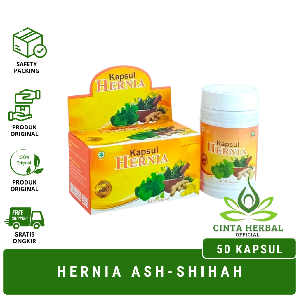 Hernia Ash-Shihah - Kapsul Hernia Original Isi 50 kapsul - Kapsul Obat Herbal Hernia ampuh