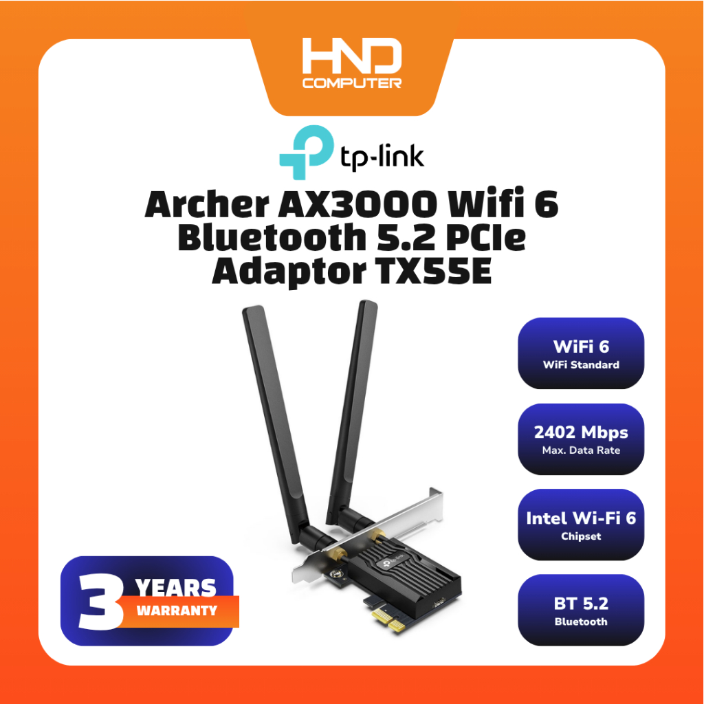 TP-Link Archer AX3000 Wifi 6 Bluetooth 5.2 PCIe Adaptor TX55E
