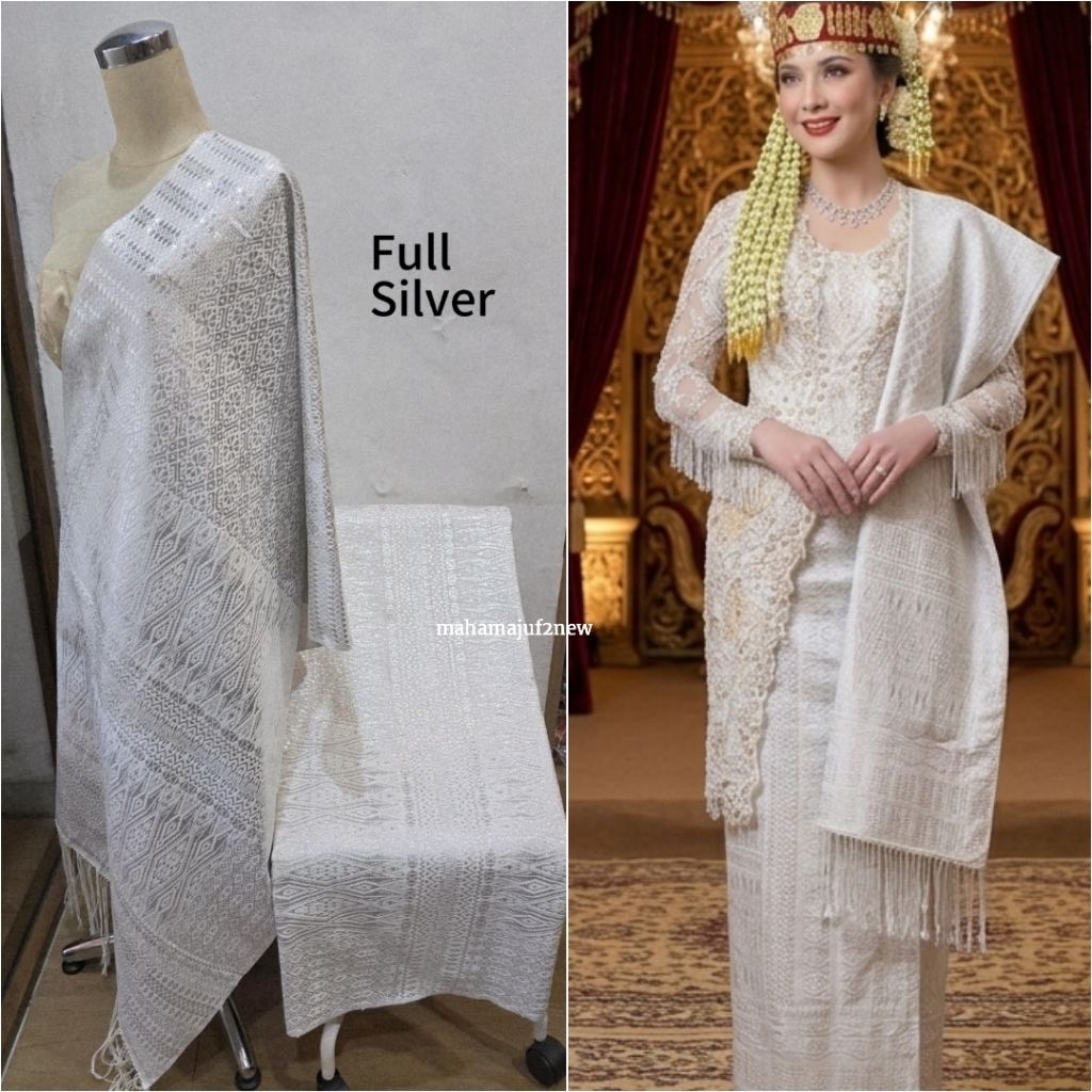 SONGKET TUMTUMAN PENGANTIN PUTIH  KRISTAL MEWAH DAN ELEGAN