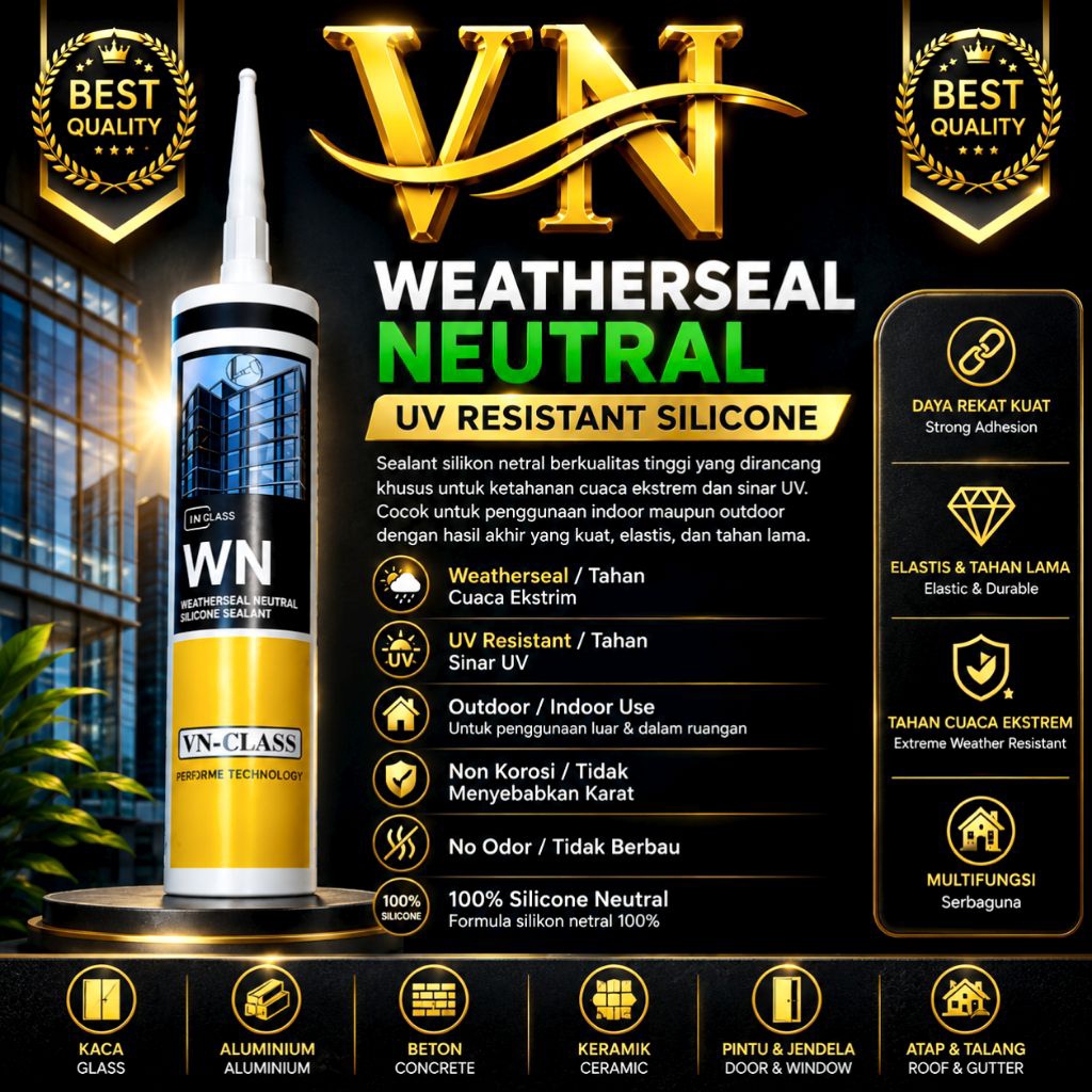 Lem Silikon Netral Tahan Cuaca Ekstrim/Sinar UV VN CLASS WN Weatherseal Silicone Sealant