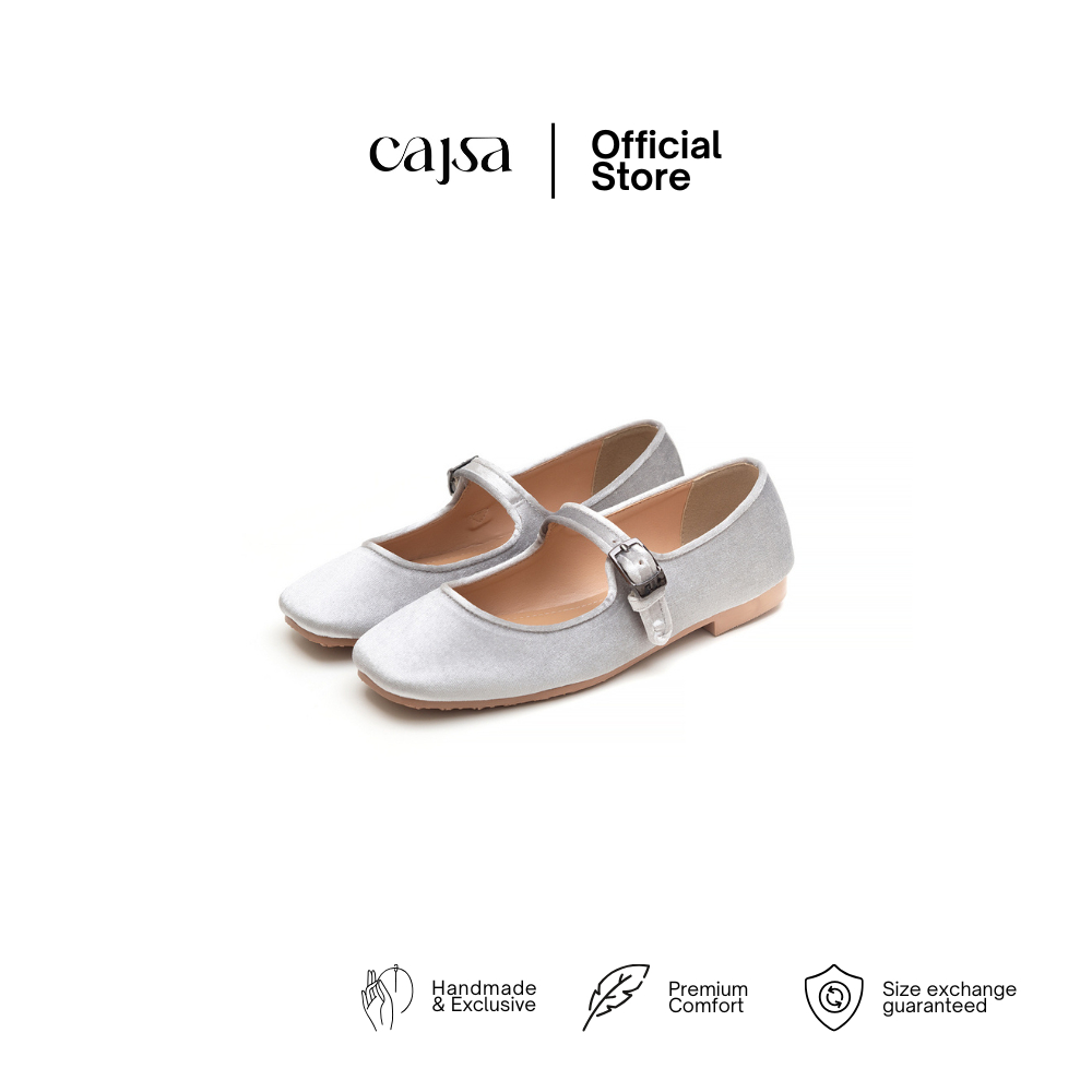 CAJSA x JENNA KAIA | CARRA VELVET SILVER - FLATSHOES