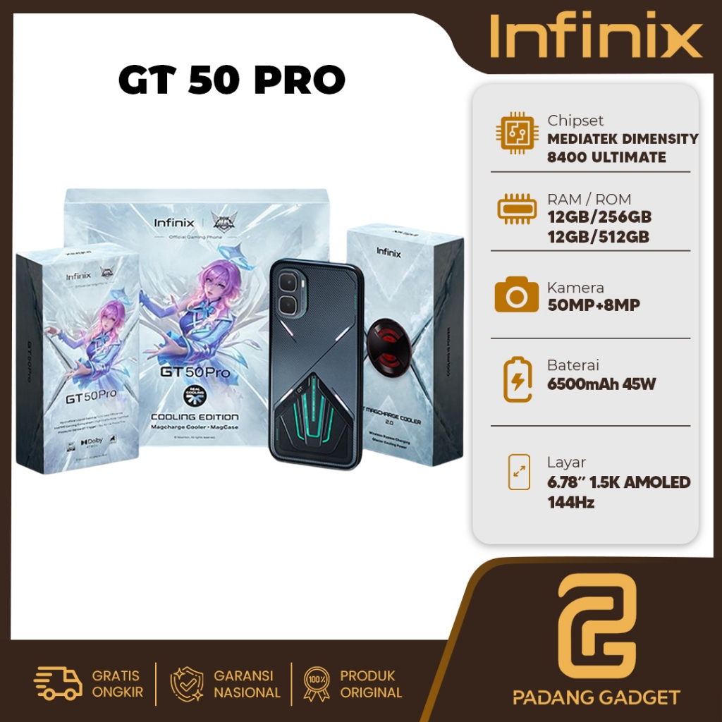 Infinix GT 50 Pro 12/256GB 12/512GB HP Android Smartphone Baru Garansi Resmi