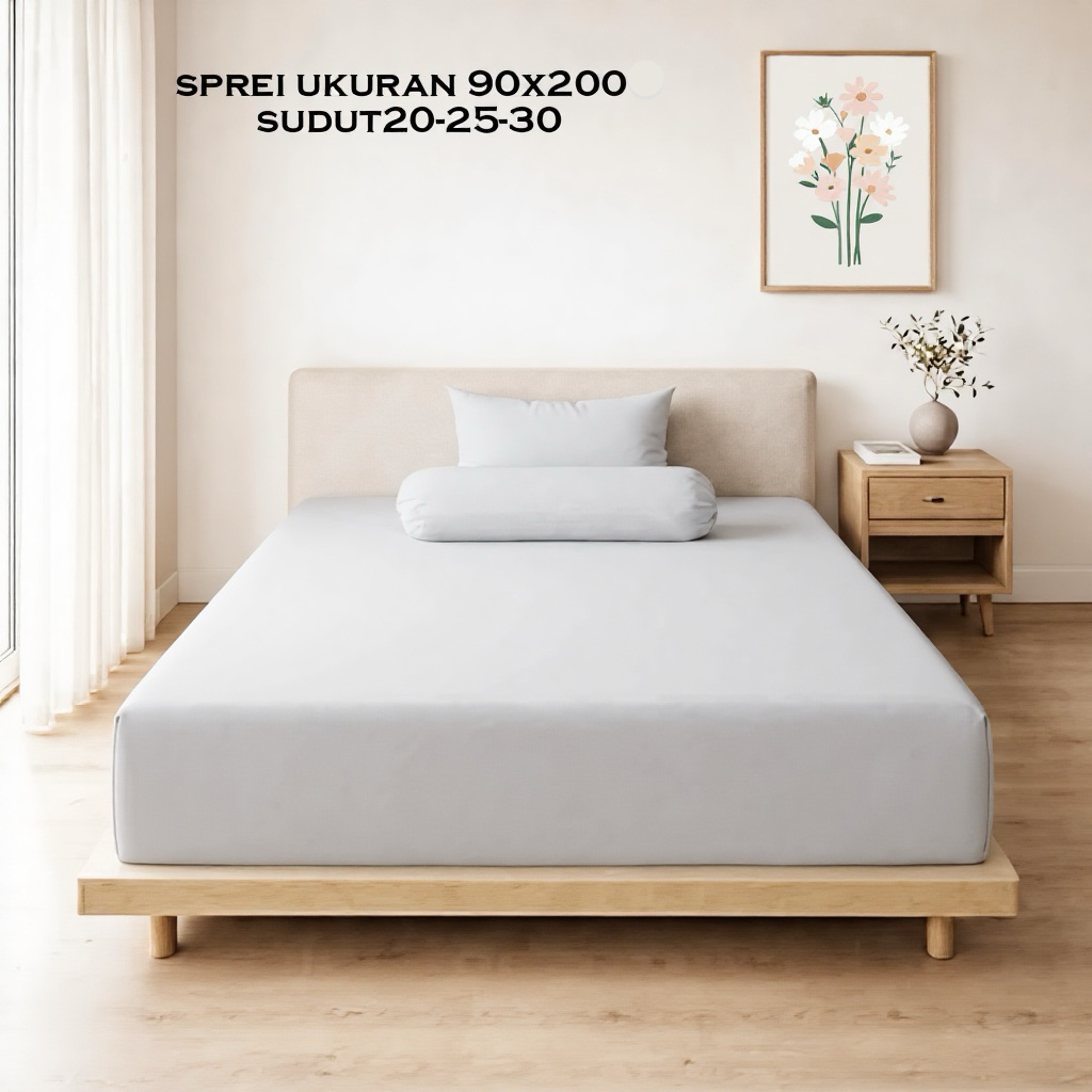 Sprei 90x200 sudut kare 20-25-30 ukuran no.4 farian warna halua lembut