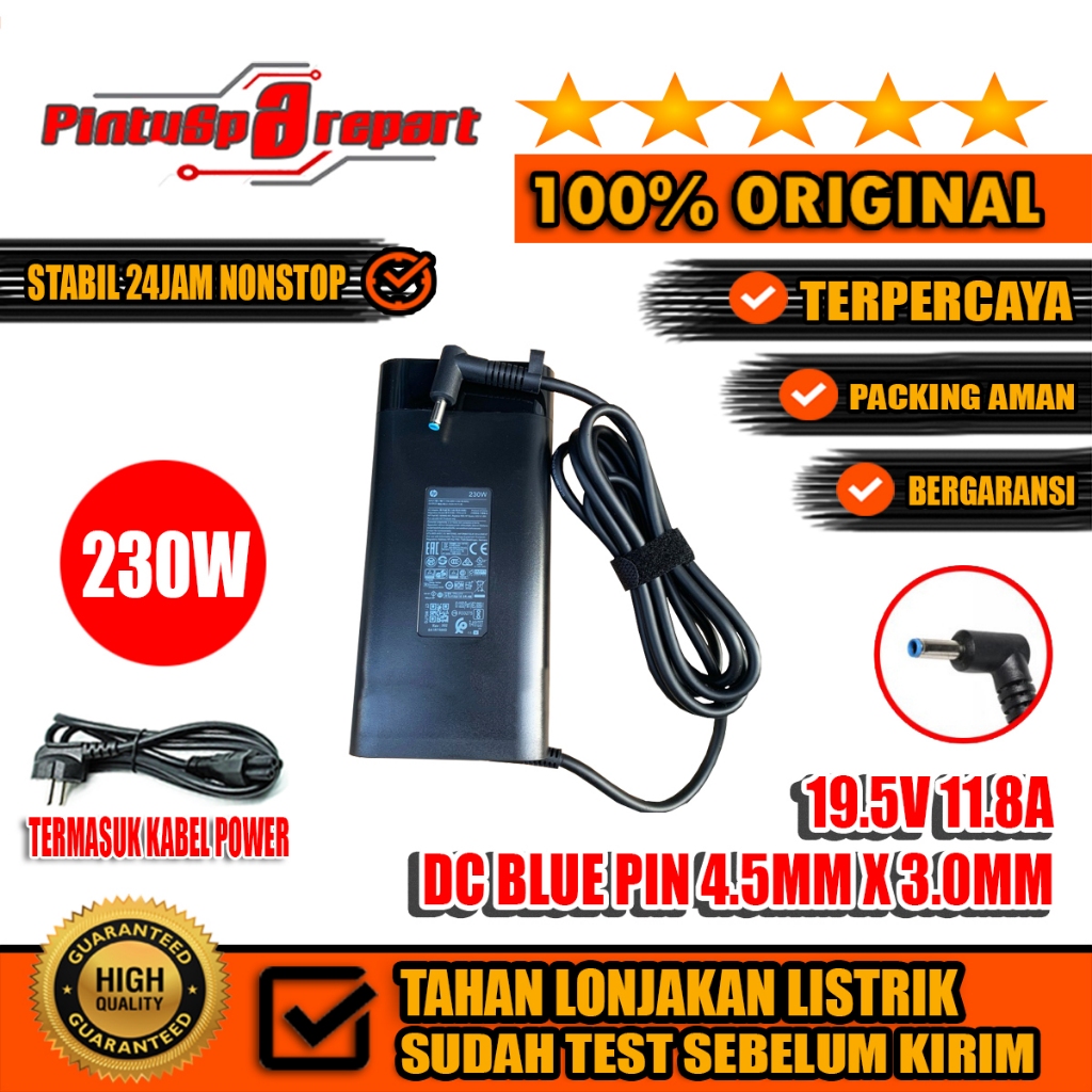 (GENUINE ASLI 230W) ADAPTER CHARGER HP VICTUS 16 16-S0009AX 16-S0010AX OMEN & PAVILION GAMING 15 17 