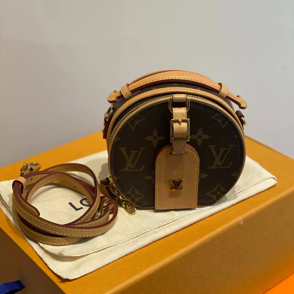 Tas Louis Vuitton Mini Boîte Chapeau M44699, tas model kotak topi mini berbentuk bulat (round box ba