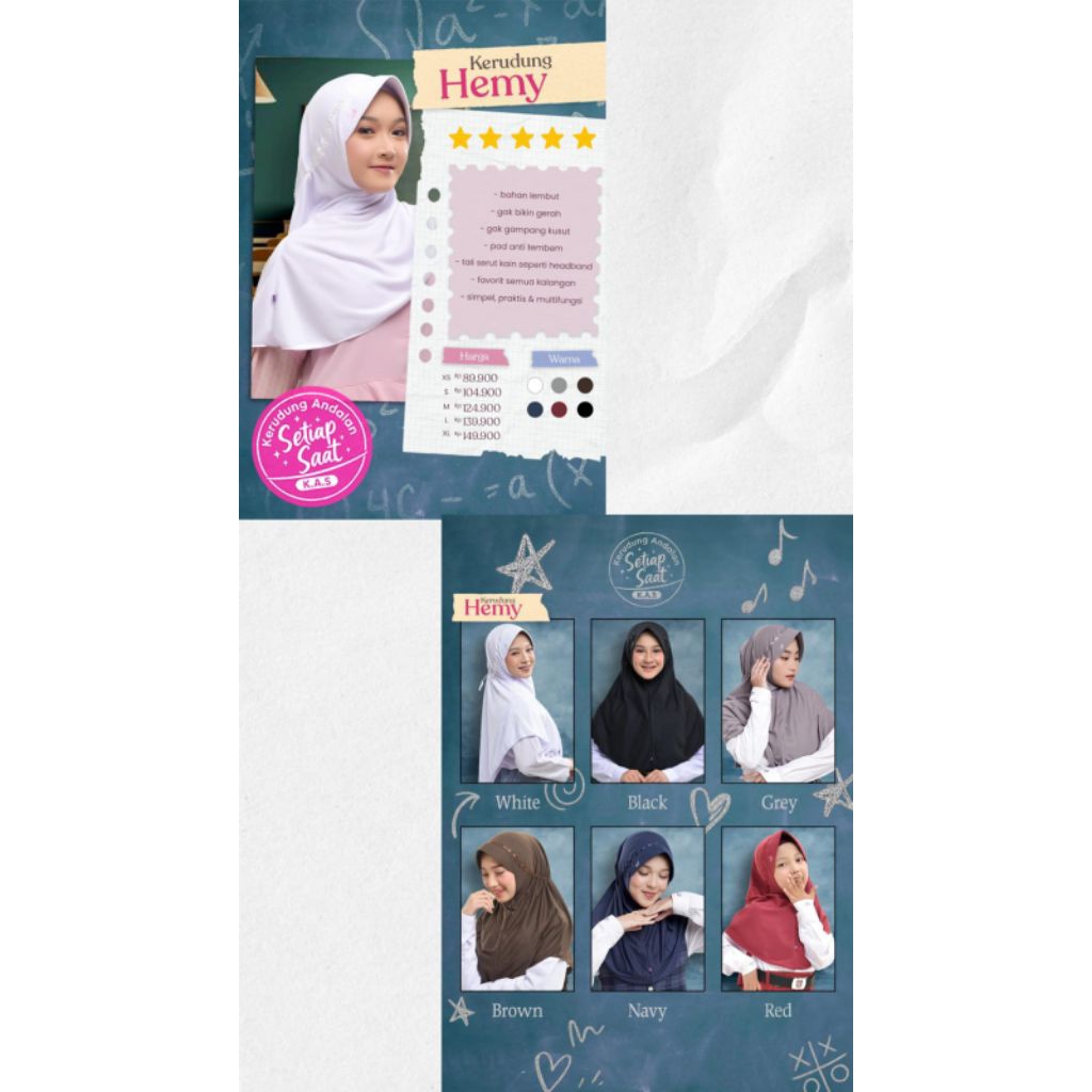 Rabbani ori kerudung sekolah instan Innova lx, hemy, innova kerudung sekolah warna putih, coklat, hi