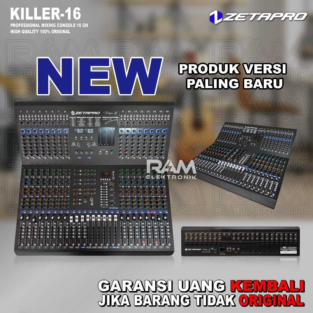 Mixer 16 Channel ZETAPRO KILLER 16 | KILLER 16 Original Garansi Resmi 1 Tahun