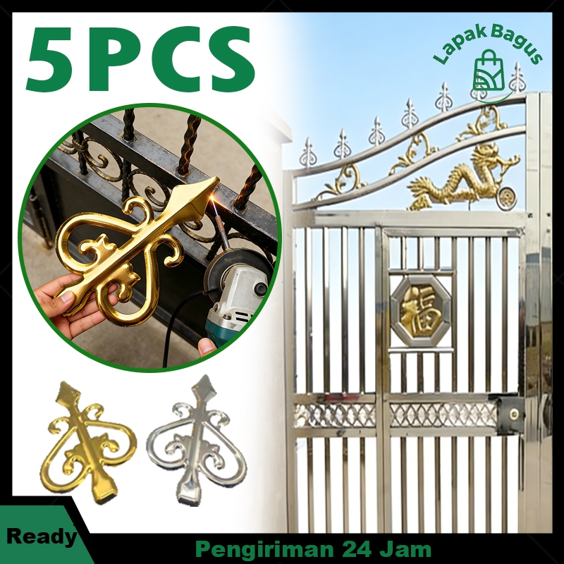 5pcs Ornamen Stenlis Pagar Aksesoris Pagar Stainless Hiasan Pagar Rumah Pagar Anti Maling Bunga Samb