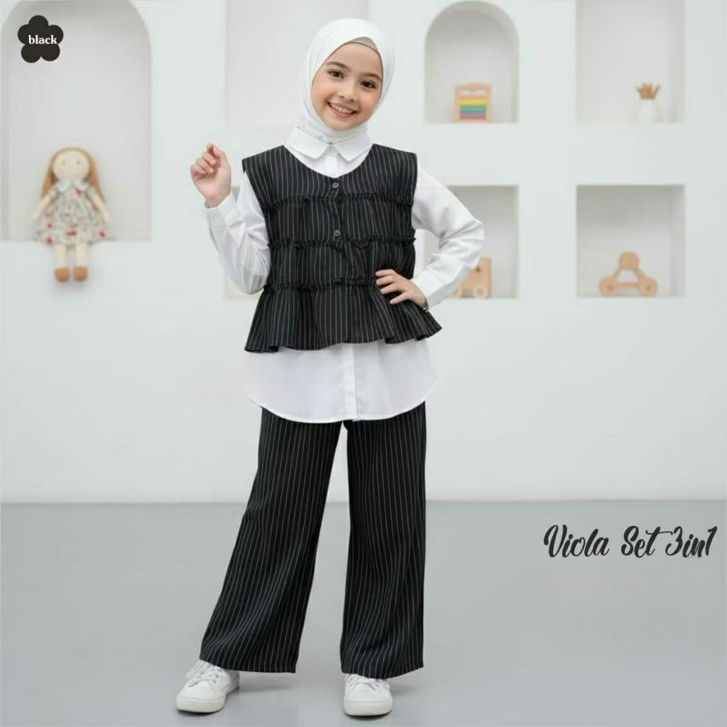 Setelan Anak Perempuan Viola Set 3 In 1 Baju Muslim Anak Trending