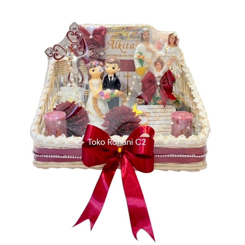 Paket Pernikahan Katolik (Keranjang Rotan) - Seserahan Pernikahan Katolik - Hantaran Pernikahan Kato